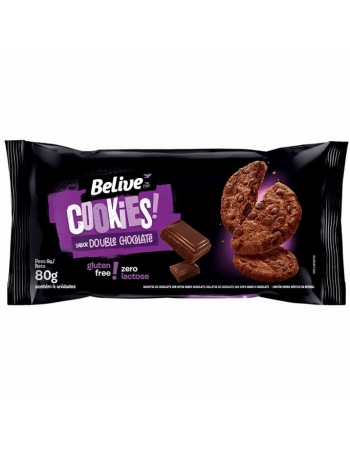 COOKIES BELIVE SABOR DOUBLE CHOCOLATE S/GLU & S/LEITE 10X80G