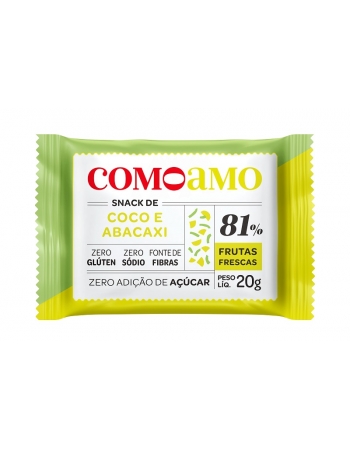 Snack de Coco e Abacaxi Zero - COMOAMO - 20g
