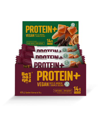 Barra Protein Vegano Pasta Amendoim Caramelo Salgado -BananaBrasil -9x50g