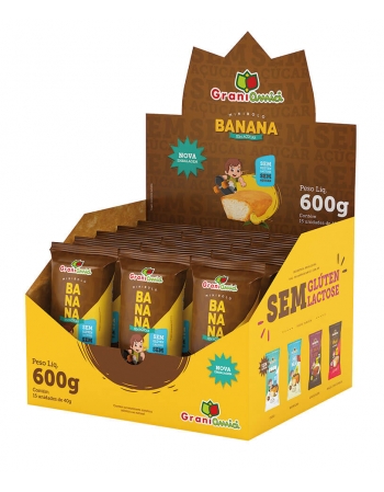 Minibolo Banana Sem Glúten - GRANI AMICI - Display 15 unidades x 40g