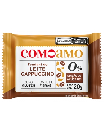 Fondant de Leite Cappuccino Zero - ComoAmo - Display 16 X 20g