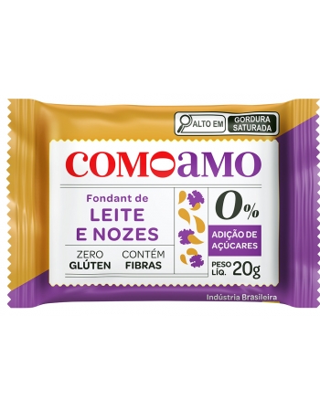 Fondant de Leite com Nozes Zero - ComoAmo - Display 16 X 20g