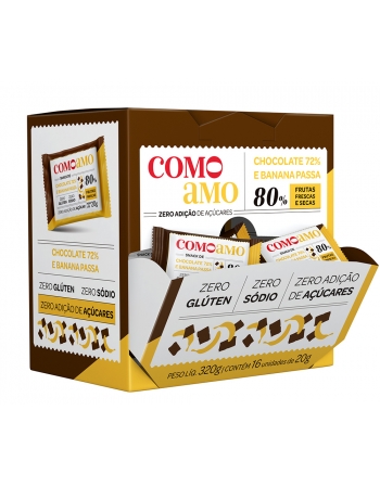 BANANA PASSA COM CHOCOLATE 70% ZERO COMOAMO 16X20G