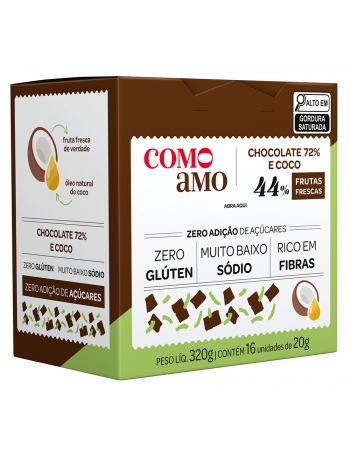 CHOCOLATE 72% E COCO ZERO COMOAMO 16X20G