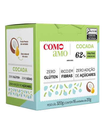Snack Doce Cocada Zero - ComoAmo - Display 16 X 20g
