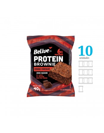 Brownie Double Chocolate Protein Zero Açúcar - Belive - Display 10 x 40g