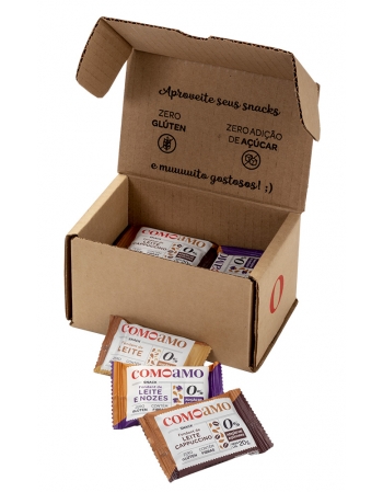Caixa Mista Cafezinho - 3xFondant de Leite, 3xFondant Cappuccino e 3xFondant Nozes - ComoAmo - 9X20g