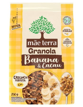 Granola Integral Banana e Cacau - MÃE TERRA - Pacote de 250g