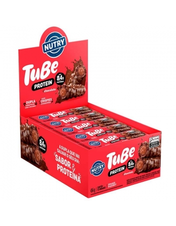 Tubo de Proteína Tube Chocolate - NUTRY - Display 12 x 38g Com 8,4g de Proteína e Zero Açúcar