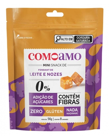 Snack Mini Fondant de Leite e Nozes - ComoAmo - Pouch 56g NOVIDADE
