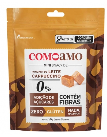 Snack Mini Fondant de Leite Cappuccino - ComoAmo - Pouch 56g NOVIDADE