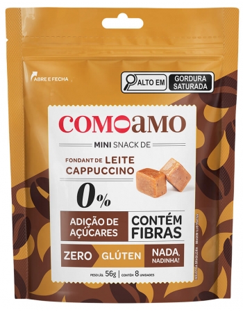 Snack Mini Fondant de Leite Cappuccino - ComoAmo - Pouch 56g NOVIDADE
