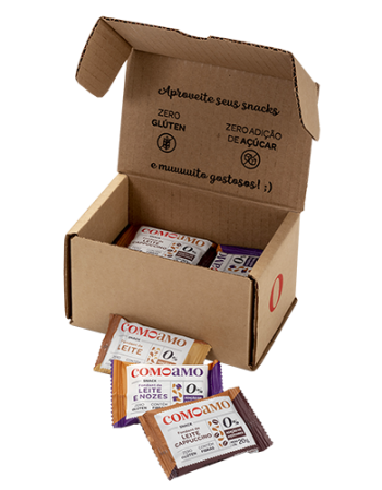 Caixa Mista Cafezinho - 3xFondant de Leite, 3xFondant Cappuccino e 3xFondant Nozes - ComoAmo - 9X20g
