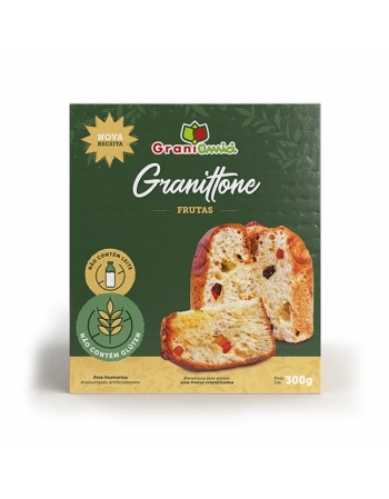 Panetone Granittone Frutas Sem Glúten e Sem Lactose - Grani Amici - 300g