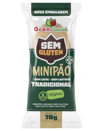 Minipão Vegano, Zero Glúten e Zero Lactose - GRANI AMICI - 70g