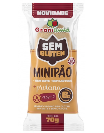 Minipão Proteico Vegano, Zero Glúten e Zero Lactose - GRANI AMICI - 70g