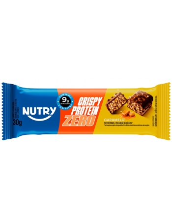 Barra de Proteína Crispy Zero Caramelo - Nutry - 12 x 30g - Com 9g de Proteína, Whey, Colágeno e Zero Adição de Açúcares