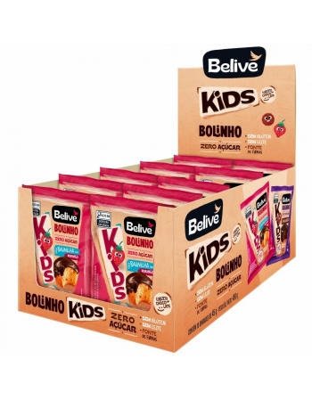 Bolinho Kids Baunilha com Morango Sem Glúten, sem Lactose, Zero - Belive - Display 10 X 45g