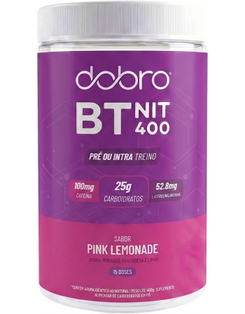 BT Nitrato 400 Pink Lemonade com Citrulina e Cafeína - DOBRO - Pote 450g Pré e Intra Treino