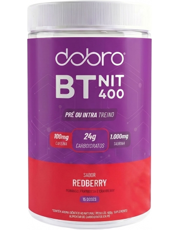 BT Nitrato 400 Redberry com Cafeína - DOBRO - Pote 450g Pré e Intra Treino