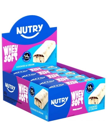 Barra de Proteína Whey Soft Cookies & Cream - Nutry - 12 x 40g - Com 14g de Proteína, Whey, Colágeno e Zero Adição de Açúcares