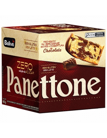 Panetone com Recheio de Brownie e Cobertura de Chocolate - Belive - 420g - Sem glúten, zero adição de açúcares e zero lactose