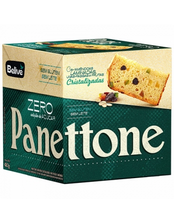 Panetone Frutas Cristalizadas, Uvas-Passas e Amêndoas - Belive - 420g - Sem glúten, zero adição de açúcares e zero lactose