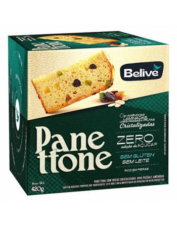 Panetone Frutas Cristalizadas, Uvas-Passas e Amêndoas - Belive - 420g - Sem glúten, zero adição de açúcares e zero lactose