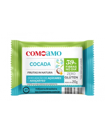 Snack Doce Cocada Zero - ComoAmo - Display 16 X 20g