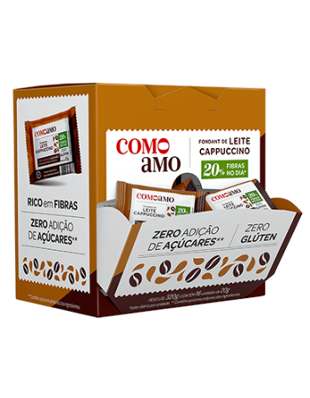 Fondant de Leite Cappuccino Zero - ComoAmo - Display 16 X 20g