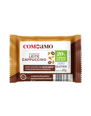 Fondant de Leite Cappuccino com 20% fibras e Zero Adição de Açúcares - ComoAmo - Display 16 X 20g