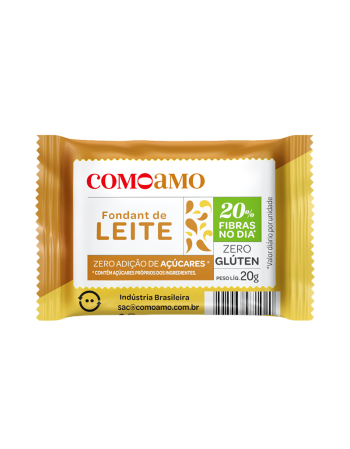 Fondant de Leite com 20% Fibras e Zero Adição de Açúcares - ComoAmo - Display 16 X 20g