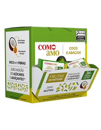 Snack Doce Coco e Abacaxi Zero Adição de Açúcares e 36% Fibras - ComoAmo - Display 16 X 20g