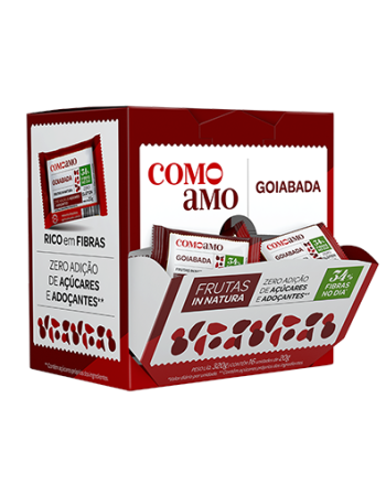 Snack Doce Goiabada Zero Adição de Açúcares e 34% Fibras - ComoAmo - Display 16 X 20g